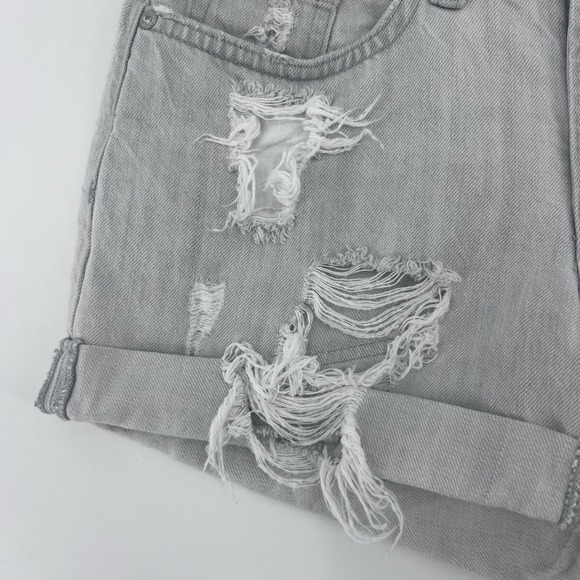 AllSaints Pam Distressed Jean Shorts Womens 25 Light Gray Denim Cuffed - Picture 4 of 8